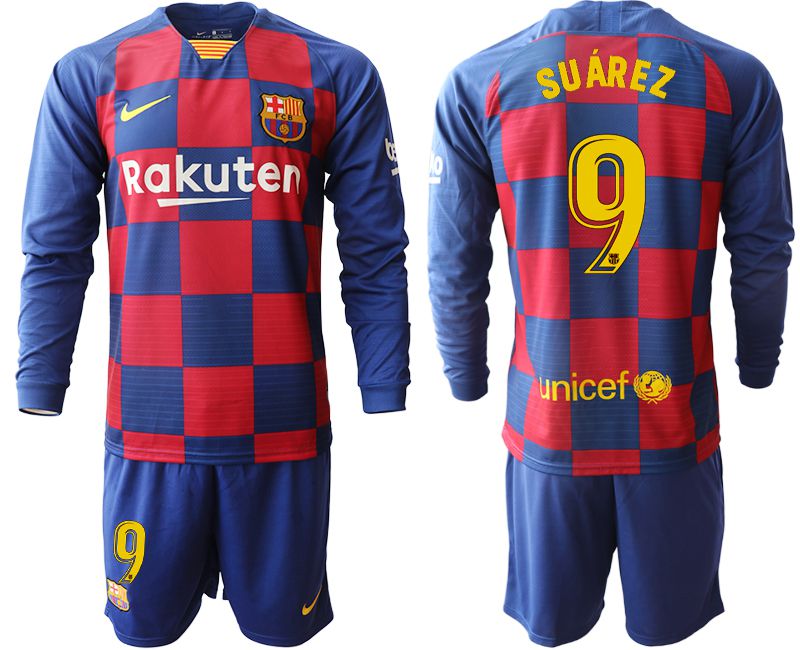 Men 2019-2020 club Barcelona home long sleeve #9 blue Soccer Jerseys